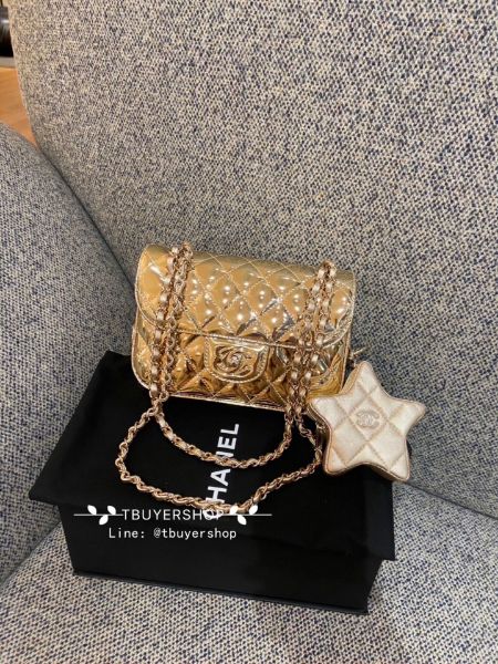 圖片 Chanel 金色 cf mini 2合一 自代零錢包還可以拆卸、實物太好美😍