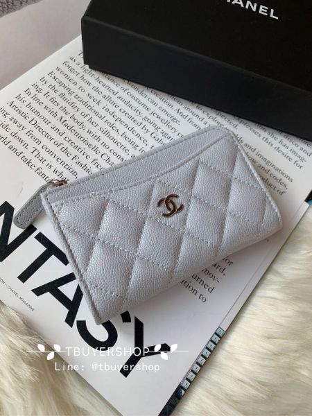 圖片 Chanel cf 淺灰 銀扣  L拉鍊錢包/卡包