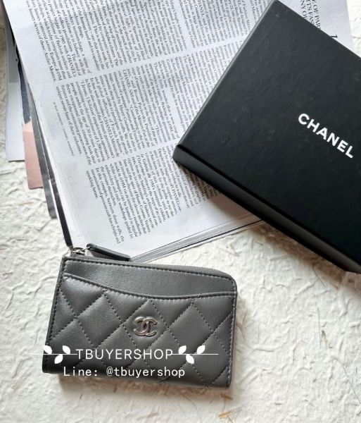 圖片 Chanel cf 深灰羊  L拉鍊錢包/卡包