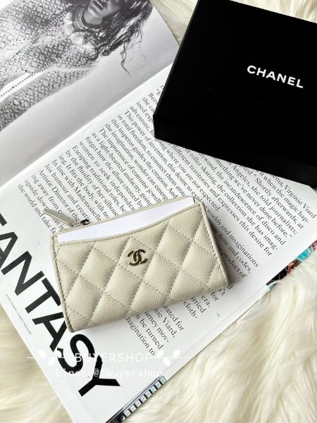 圖片 Chanel cf 灰綠牛  L拉鍊錢包/卡包