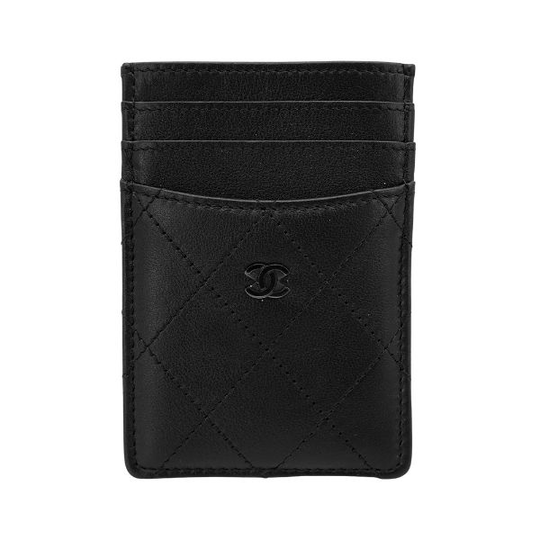 圖片 Chanel So Black 牛皮黑釦直式單片卡夾(AP3883-黑)
