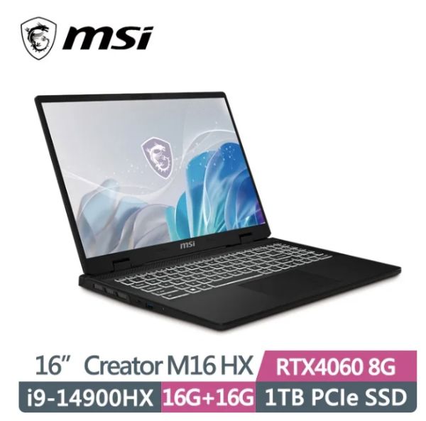 圖片 ⭐️MSI 微星 Creator M16 HX C14VFG-055TW (i9-14900HX/32G/RTX4060-8G/1T SSD/W11P/2K/240Hz/16) 客製化創作者筆電⭐️