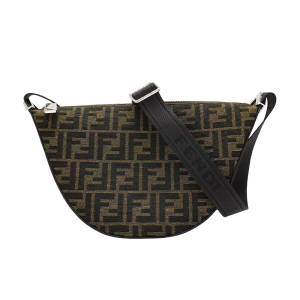 圖片 Fendi Melon FF logo 帆布緹花半月包-小(7VA635-咖)