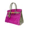 圖片 Hermes 展示品 Birkin 鱷魚皮金釦手提鉑金包-30cm(C刻/桃紅/灰)