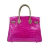 圖片 Hermes 展示品 Birkin 鱷魚皮金釦手提鉑金包-30cm(C刻/桃紅/灰)