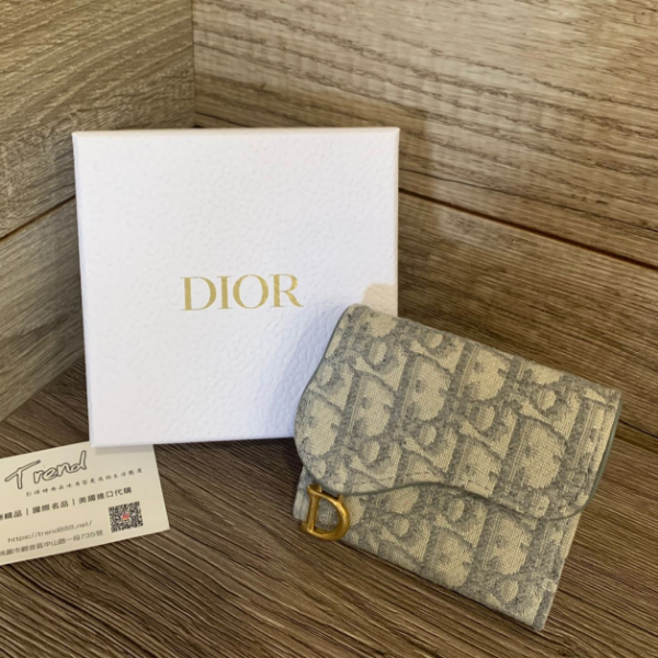 圖片 Dior Saddle Lotus 錢包 灰色緹花
