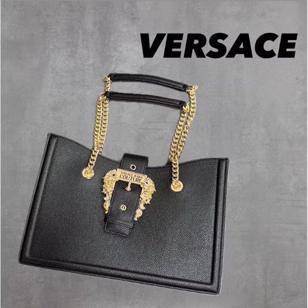 圖片 ［SKR精品服飾］VERSACE JEANS COUTURE凡賽斯副線 金色雕花logo 鏈條包 手提 肩背包