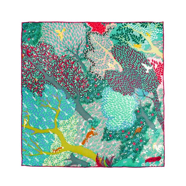 圖片 Hermes 展示品 森林小動物絲巾/方巾-45cm(綠)