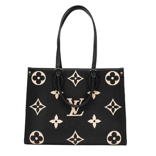 圖片 Louis Vuitton OnTheGo MM 壓花牛皮手提肩背包(M45495-黑/米)