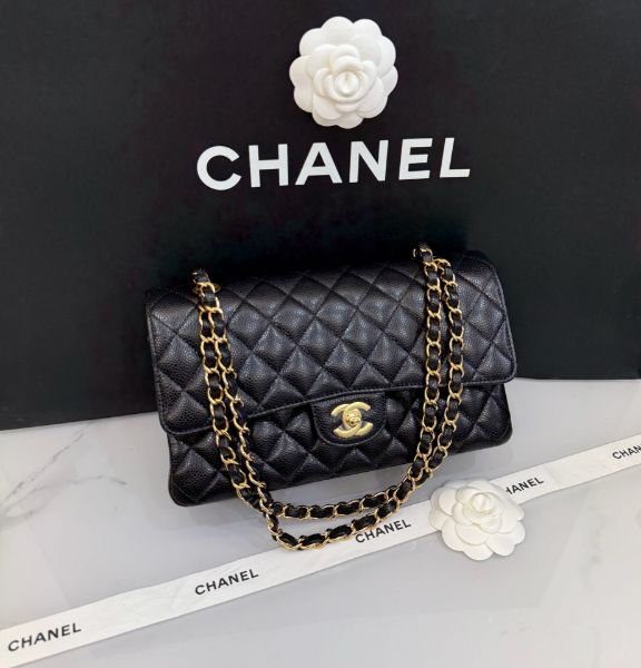 圖片 「M.Y精品」 香奈兒 Chanel 荔枝皮 cf25 coco25 荔枝黑金 口蓋鍊帶包 🇹🇼購證正本 晶片款 母親節精選