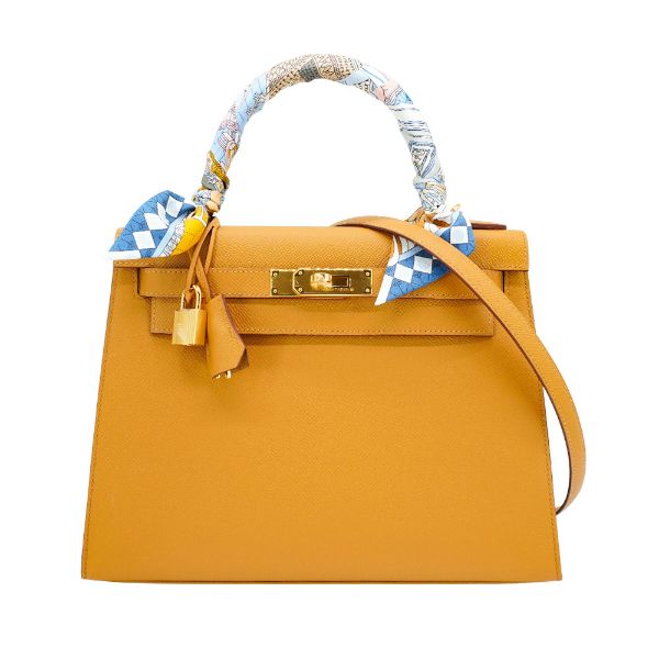 圖片 Hermes 展示品 Kelly 28 Epsom牛皮手提/肩背凱莉二用包(金釦/2S芝麻色)