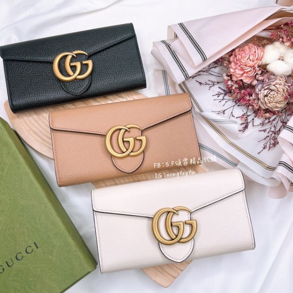 圖片 歐美代購 台灣現貨  GUCCI 新款 金屬LOGO 信封長夾