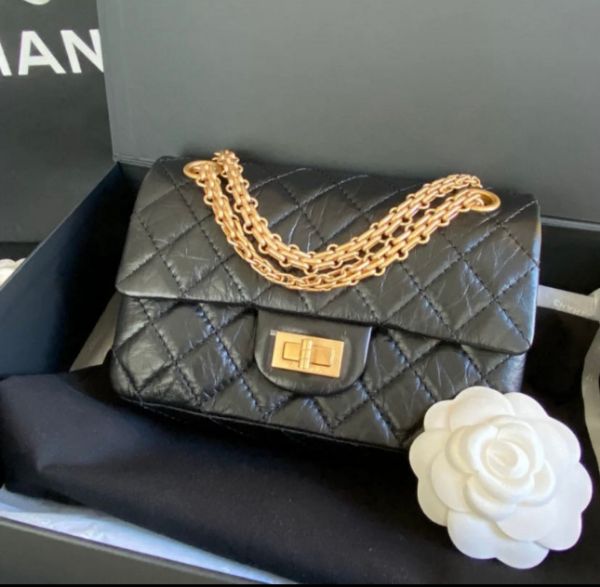 圖片 Chanel 香奈兒 AS0874 經典 Mini 2.55 復刻 牛皮 黑金