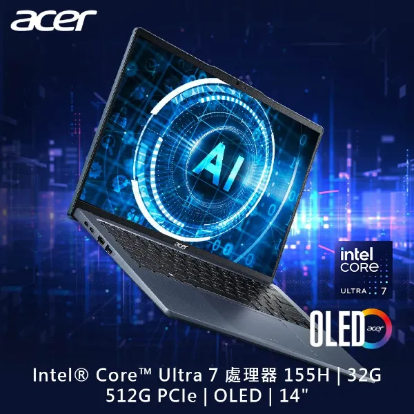 圖片 TOP9 ACER 宏碁Swift GO 14吋 AI OLED筆電藍色(Ultra 7 155H/32GB/512GB/WIN11/SFG14-73-79HZ)