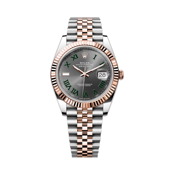 圖片 【ROLEX】勞力士 Date Just系列 126331 半金 玫瑰金 灰色綠羅馬 費德勒 太陽圈 41mm