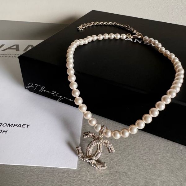 圖片 Chanel 經典方鑽珍珠項鍊