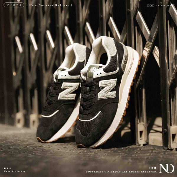 NICEDAY 現貨 New Balance 574 黑色 麂皮 黑 復古 黑白 男女鞋 U574LGWO