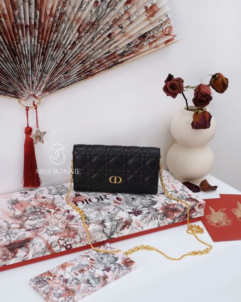 圖片 DIOR CARO牛皮WOC鏈包-黑色/金釦-(預購)