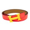 圖片 Hermes 展示品 牛皮螢光黃H釦雙面皮帶-75cm(奶茶色/玫瑰粉)