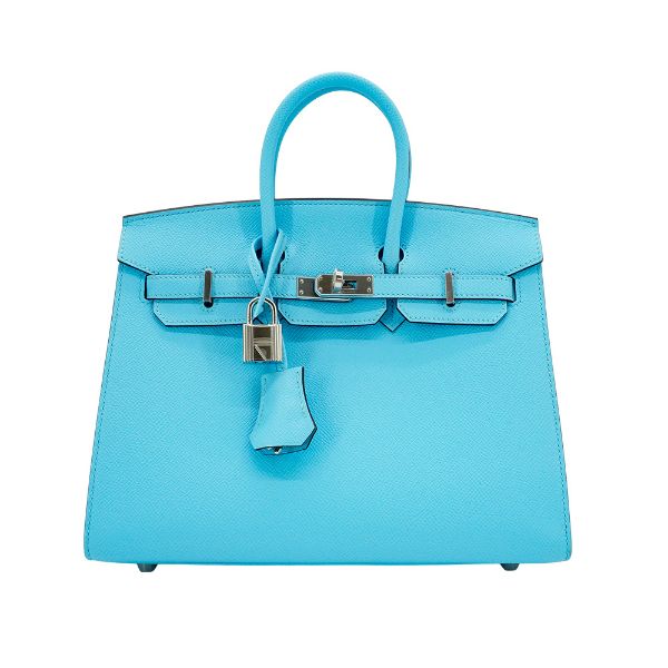 圖片 Hermes Birkin 25 Epsom牛皮銀釦手提包(B刻/7N糖果藍)