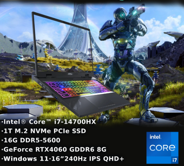 圖片 TOP9 MSI 微星Crosshair 16 HX 16吋 AI輕巧筆電黑色(i7-14700HX/16GB/1TB/W11/D14VFKG-1036TW)