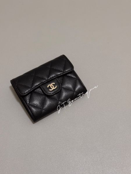 圖片 Chanel 雙層卡包 荔枝皮金釦