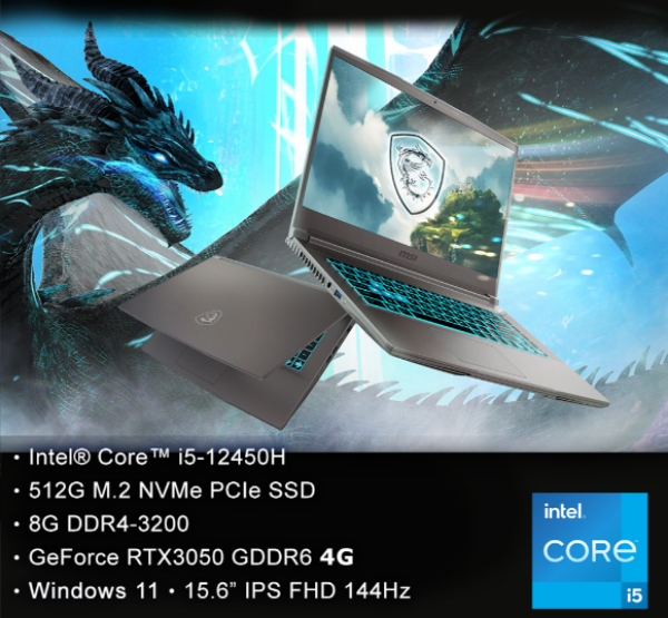 圖片 TOP14 MSI 微星Thin 15.6吋 電競筆電灰色(i5-12450H/8GB/512GB/RTX 3050-4G/WIN11/B12UC-2466TW)