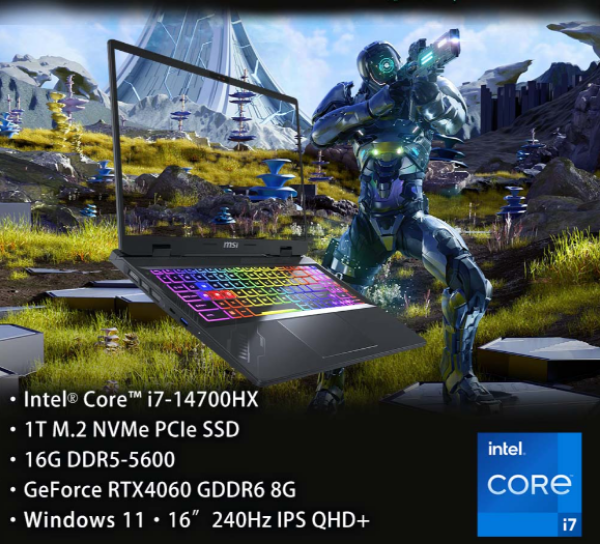 圖片 TOP15 MSI 微星Crosshair 17 HX 17吋 電競筆電黑色(i7-14700HX/16GB/1TB/RTX 4060-8G/WIN11/D14VFKG-063TW)