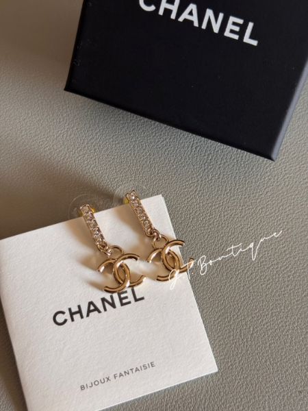 圖片 Chanel 經典款.直排鑽耳針