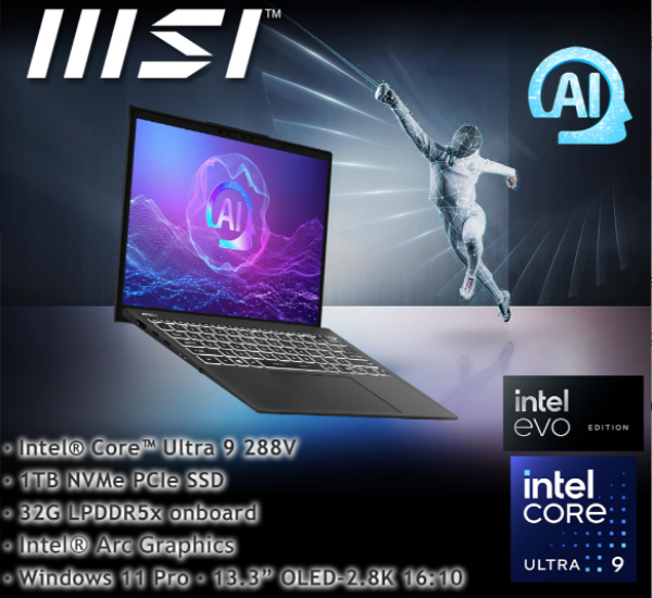 圖片 TOP23 MSI 微星Prestige 13 AI+ 13.3吋 AI輕薄OLED筆電灰色(Ultra9 288V/32GB/1TB/WIN11PRO/A2VMG-011TW