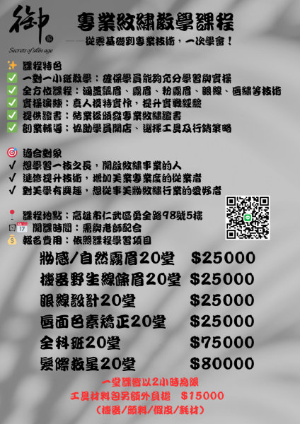 圖片 紋綉教學-材料費用