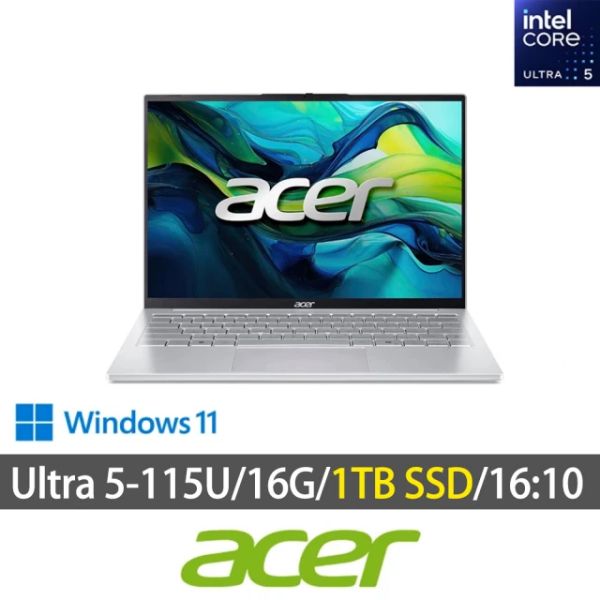 圖片 Acer Swift Lite /Ultra 5-115U/16G/512G/14吋/銀 SFL14-54M-59CP 【極致輕999克】