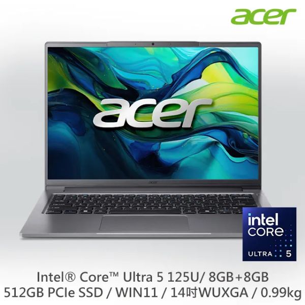 圖片 Acer Swift Lite /Ultra 5-125U/16G/512G/14吋/灰 SFL14-52M-531X 【極致輕990克】