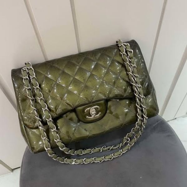 圖片 Chanel 墨綠漆皮jumbo