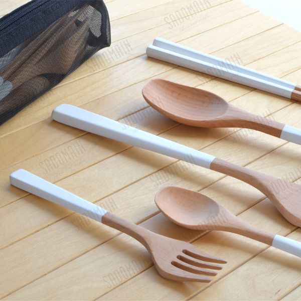 圖片 仙德曼-露營原木餐具組 （附收納網袋）