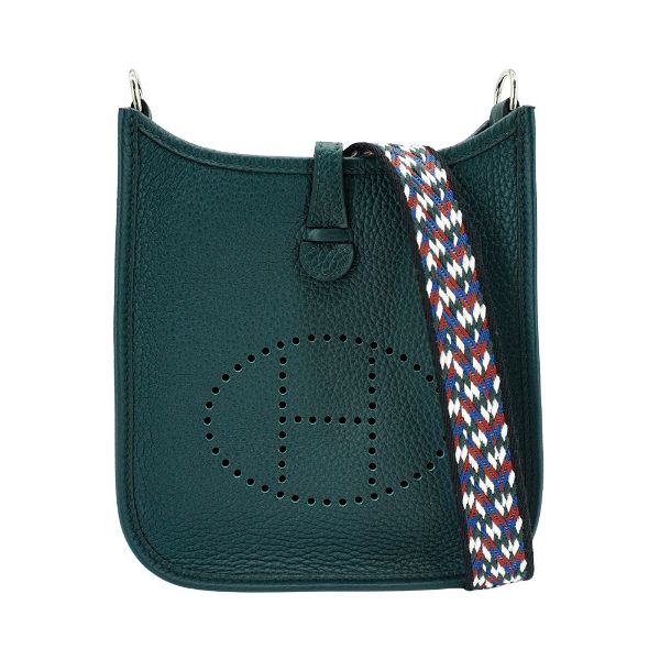 圖片 Hermes Mini Evelyne TC牛皮銀釦斜背包(AJ松柏綠)