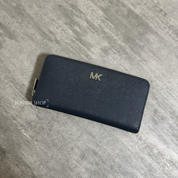 圖片 Michael Kors MK防刮皮革拉鏈長夾（深藍）