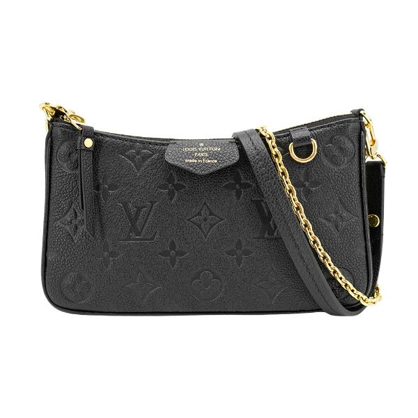 圖片 Louis Vuitton Easy Pouch On Strap 壓花牛皮拉鍊肩背斜背包(M80349-黑)