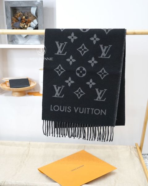 圖片 LV(M79225)男羊毛雙面圍巾/黑灰色(預購)