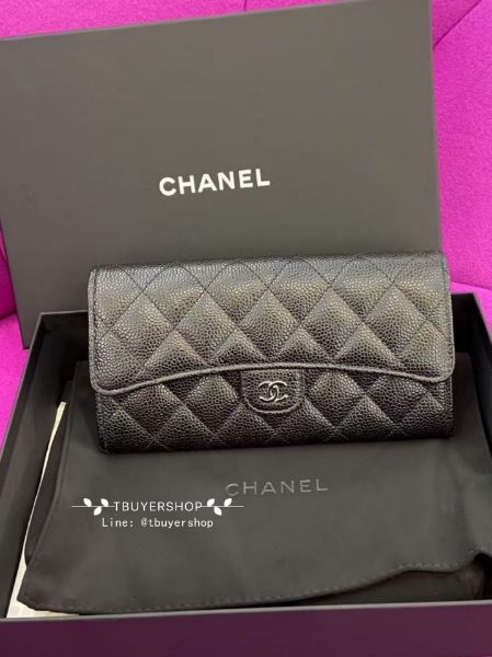 圖片 Chanel cf  黑銀 荔枝牛 信封長夾
