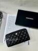 圖片 Chanel cf 黑銀 荔枝皮 拉鏈長夾錢包