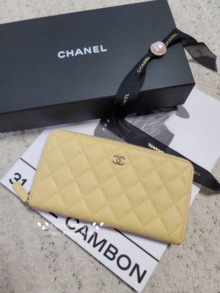 圖片 Chanel cf 小雞黃 金扣 荔枝皮 拉鏈長夾