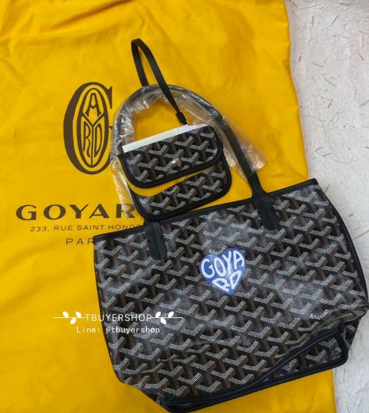 圖片 Goyard mini tote 黑藍色 愛心塗鴉包