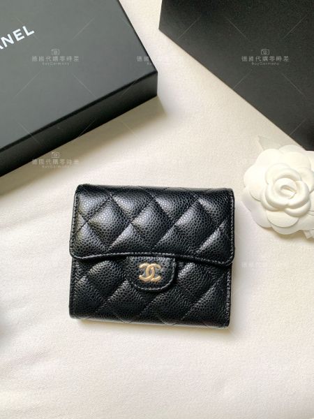 圖片 Chanel 經典黑牛金三折短夾 📦現貨