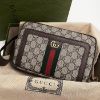 圖片 美國百分百【全新真品】Gucci 皮包 手拿包 GG 綠紅織帶 隨身包 歐洲精品 經典 logo印花 咖啡 CZ34