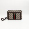 圖片 美國百分百【全新真品】Gucci 皮包 手拿包 GG 綠紅織帶 隨身包 歐洲精品 經典 logo印花 咖啡 CZ34