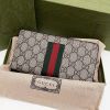 圖片 美國百分百【全新真品】Gucci 皮夾 長夾 歐洲精品 配件 錢包 經典 logo印花 綠紅織帶 咖啡 CW58