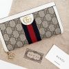 圖片 美國百分百【全新真品】Gucci 皮夾 長夾 歐洲精品 配件 錢包 經典 logo印花 藍紅織帶 白色 BP47