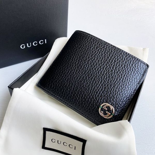 圖片 美國百分百【全新真品】Gucci 皮夾 logo 真皮 錢包 六卡 短夾 義大利製 專櫃精品 黑色 CC43
