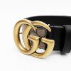 圖片 美國百分百【全新真品】Gucci 皮帶 寬身 雙面 復古 黃銅 歐洲精品 配件 logo印花 咖啡 CW62
